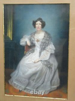 Honored Charles Sardou Portrait Of Epoque's Woman Louis Philippe Pastel Of The Xixth