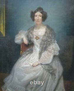 Honored Charles Sardou Portrait Of Epoque's Woman Louis Philippe Pastel Of The Xixth