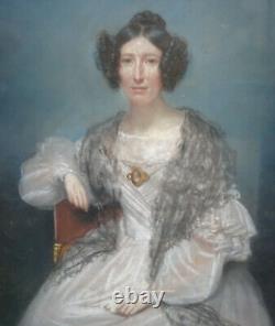 Honored Charles Sardou Portrait Of Epoque's Woman Louis Philippe Pastel Of The Xixth