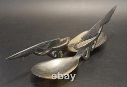 Horn salad servers, 19th century, bird decoration, good condition