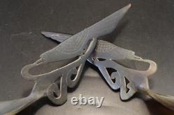 Horn salad servers, 19th century, bird decoration, good condition