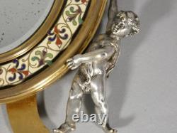 House A Giroux, mirror with enamels in champlevé bronze, 19th century