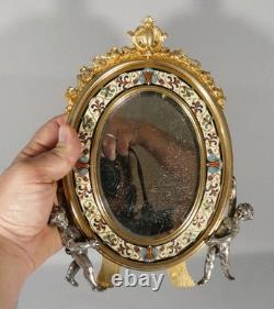 House A Giroux, mirror with enamels in champlevé bronze, 19th century