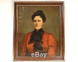 Hst Painting Portrait Young Woman Elegant Belle Epoque Robiquet Nineteenth