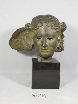Hypnos, God of Sleep, bronze head and marble base, 19th century