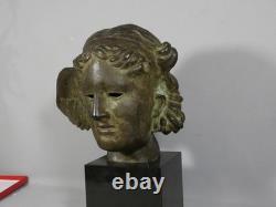 Hypnos, God of Sleep, bronze head and marble base, 19th century