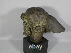 Hypnos, God of Sleep, bronze head and marble base, 19th century