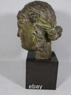 Hypnos, God of Sleep, bronze head and marble base, 19th century