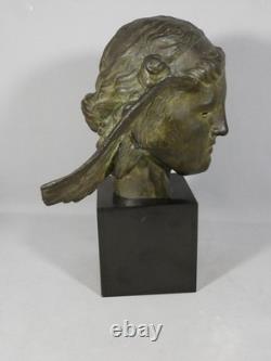 Hypnos, God of Sleep, bronze head and marble base, 19th century