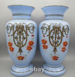 Important Pair Of Blue Opaline Vases And Golden Nets Epoque Xixth