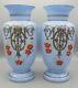 Important Pair Of Blue Opaline Vases With Gilded Trim, 19th Century