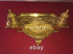 Important gilt bronze inkwell. Late 19th century. Paris