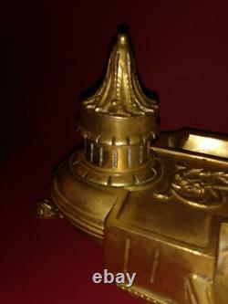 Important gilt bronze inkwell. Late 19th century. Paris
