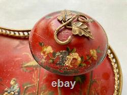 Ink In Plate Painted Polychrome Decor To Chinese 19th Century Antique Inkwell