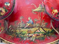 Ink In Plate Painted Polychrome Decor To Chinese 19th Century Antique Inkwell