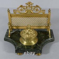 Ink Louis XVI Style Golden Bronze And Sea Green Marble, Era Xixth