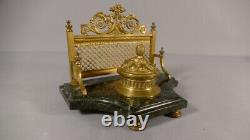 Ink Louis XVI Style Golden Bronze And Sea Green Marble, Era Xixth