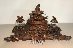 Ink Wood Carved Black Forest Bird And Its Nest Era Xixth Century