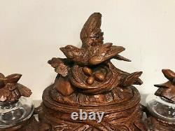 Ink Wood Carved Black Forest Bird And Its Nest Era Xixth Century