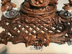 Ink Wood Carved Black Forest Bird And Its Nest Era Xixth Century