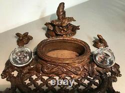 Ink Wood Carved Black Forest Bird And Its Nest Era Xixth Century