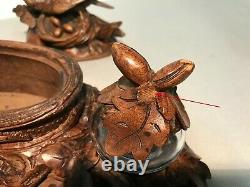 Ink Wood Carved Black Forest Bird And Its Nest Era Xixth Century