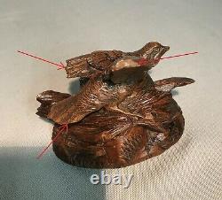 Ink Wood Carved Black Forest Bird And Its Nest Era Xixth Century