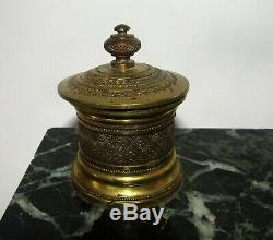 Inkwell Empire Style Gilt Bronze And Marble Period. Xixéme Ancient Antique Inkwell