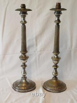 Interesting Pair of Large Silver-Plated Candle Holders Early 19th Century