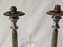 Interesting Pair of Large Silver-Plated Candle Holders Early 19th Century
