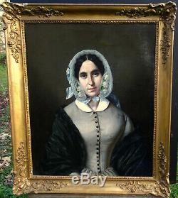 J-b Bonjour Woman Portrait Epoque Louis Philippe Hst Nineteenth Century