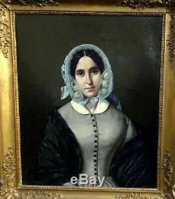 J-b Bonjour Woman Portrait Epoque Louis Philippe Hst Nineteenth Century