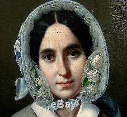 J-b Bonjour Woman Portrait Epoque Louis Philippe Hst Nineteenth Century