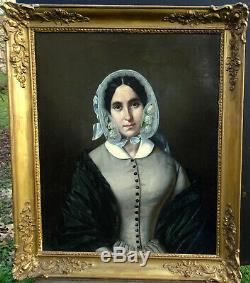 J-b Bonjour Woman Portrait Epoque Louis Philippe Hst Nineteenth Century