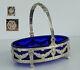 Jardiniere Solid Silver & Blue Crystal Basket From The Napoleon Iii Xix Century
