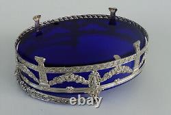JARDINIERE Solid Silver & Blue Crystal Basket from the Napoleon III XIX Century