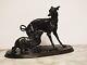 Jolie Bronze Animal Figure Of A Greyhound And Pekingese By P. J. Mène From The 19th Century