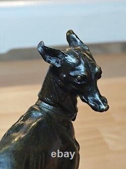 JOLIE Bronze animal figure of a greyhound and Pekingese by P. J. Mène from the 19th century