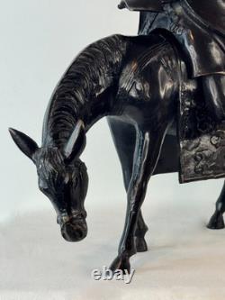 Japanese bronze statue, late 19th century Meiji era, the sage Toba on his mule