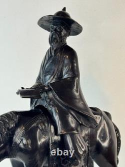 Japanese bronze statue, late 19th century Meiji era, the sage Toba on his mule