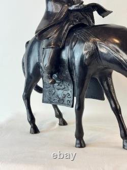 Japanese bronze statue, late 19th century Meiji era, the sage Toba on his mule