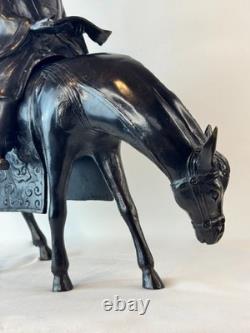 Japanese bronze statue, late 19th century Meiji era, the sage Toba on his mule