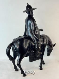 Japanese bronze statue, late 19th century Meiji era, the sage Toba on his mule