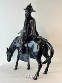 Japanese bronze statue, late 19th century Meiji era, the sage Toba on his mule
