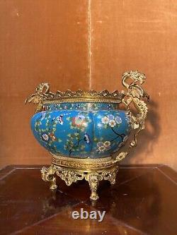 Jardinière with Chimeras, Cloisonné and Bronze, 19th Century