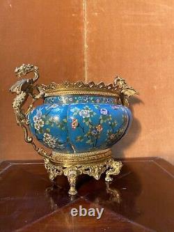 Jardinière with Chimeras, Cloisonné and Bronze, 19th Century