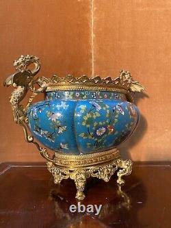 Jardinière with Chimeras, Cloisonné and Bronze, 19th Century