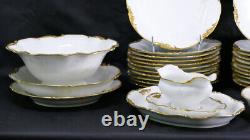 Jean Pouyat Limoges, White And Golden Porcelain Service, Late 19th Century