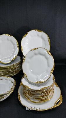 Jean Pouyat Limoges, White And Golden Porcelain Service, Late 19th Century