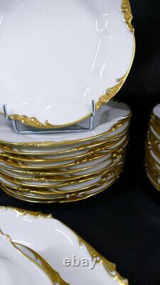 Jean Pouyat Limoges, White And Golden Porcelain Service, Late 19th Century